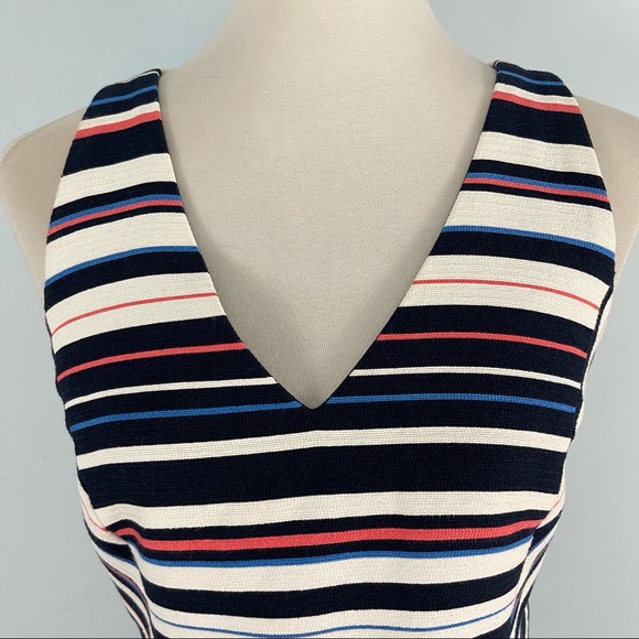 Adelyn Rae Women's Sleeveless Criss Cross Back Stripe Fit and Flare Dress - Picture 3 of 13